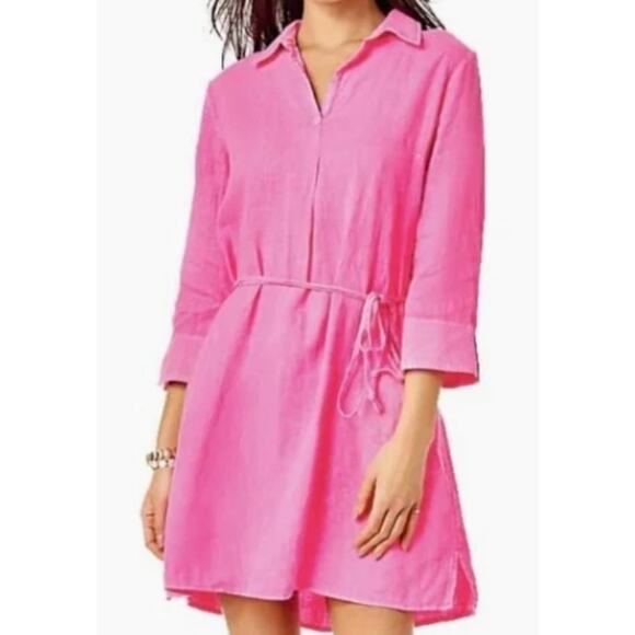 Lilly Pulitzer Dresses & Skirts - Lilly Pulitzer Pilar Tunic Linen Shirt Dress Aura Pink  – Size Medium